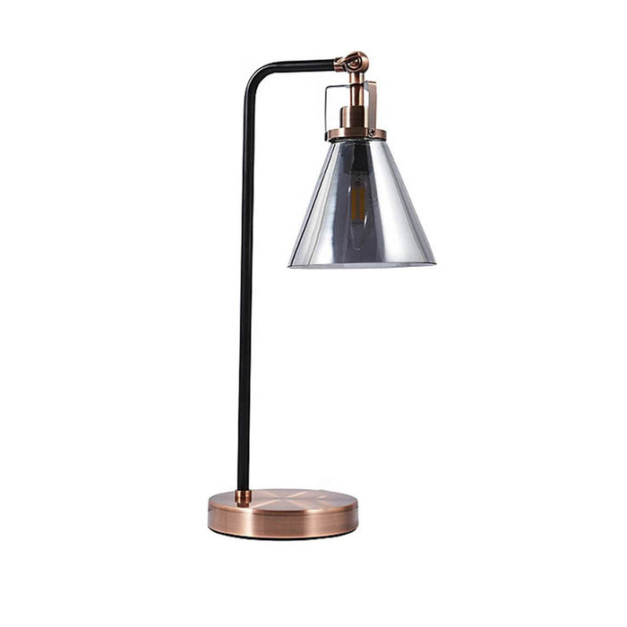 Table Lamp Antique Copper Effect Smoked Glass Touch Sensor Bedside Bedroom - Image 1