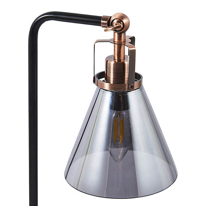 Table Lamp Antique Copper Effect Smoked Glass Touch Sensor Bedside Bedroom - Image 2