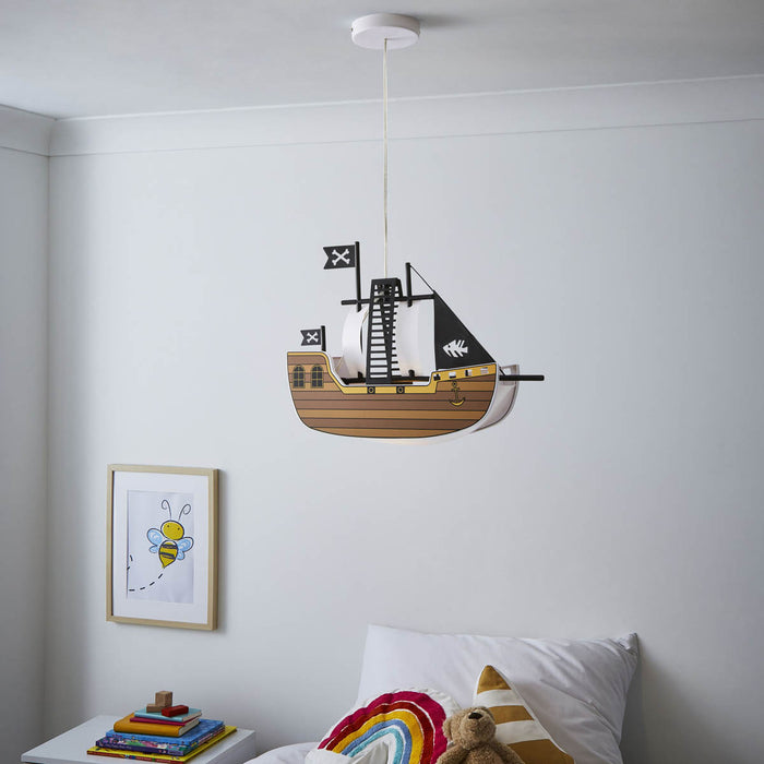 Pendant Ceiling Light LED Pirate Ship Plastic Steel Matt Brown (Dia)422mm - Image 3