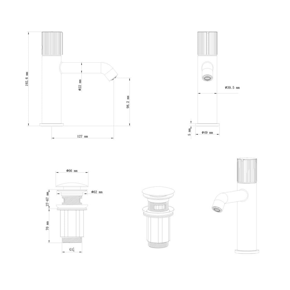 GoodHome Levanna Medium Matt Black Round Basin Mixer Tap - Image 3