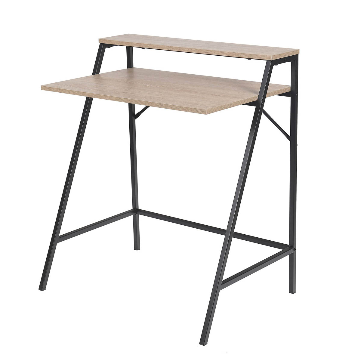 Manera Two Shelf Desk Compact Matt Black Oak Effect (H)840 (W)740 (D)515mm - Image 2