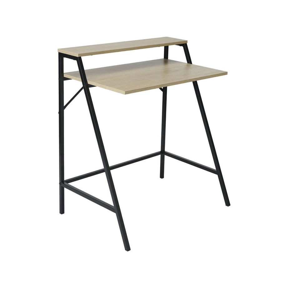 Manera Two Shelf Desk Compact Matt Black Oak Effect (H)840 (W)740 (D)515mm - Image 5