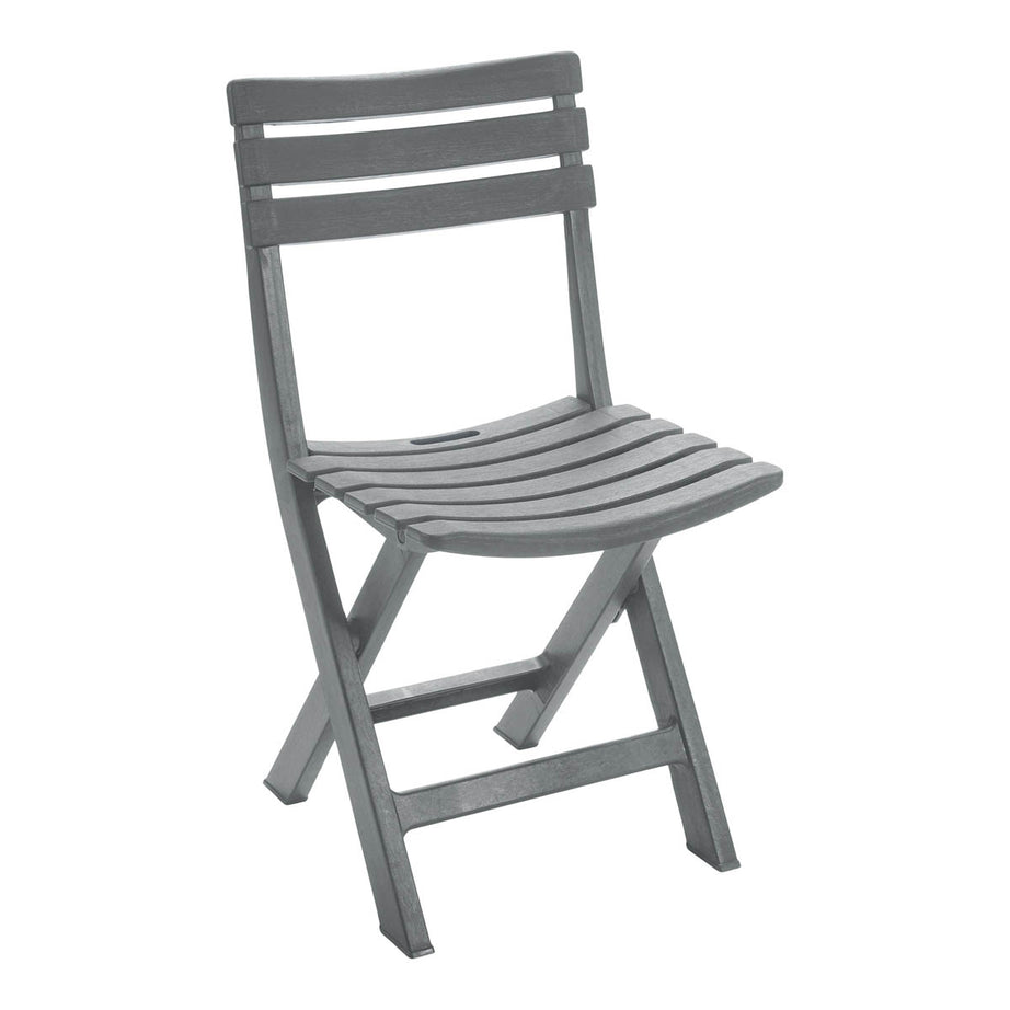 Garden Dining Bistro Set Foldable Table 2 Chairs Grey Plastic Compact Balcony - Image 2