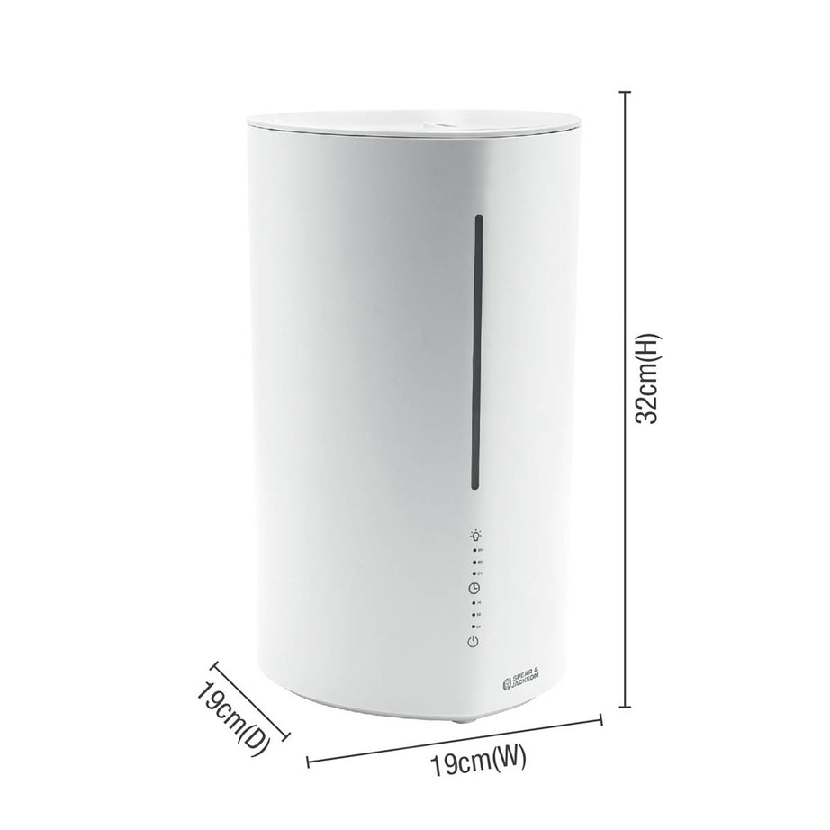 Spear & Jackson Air Humidifier 3L Plastic White 3 Settings LED Night Light - Image 3