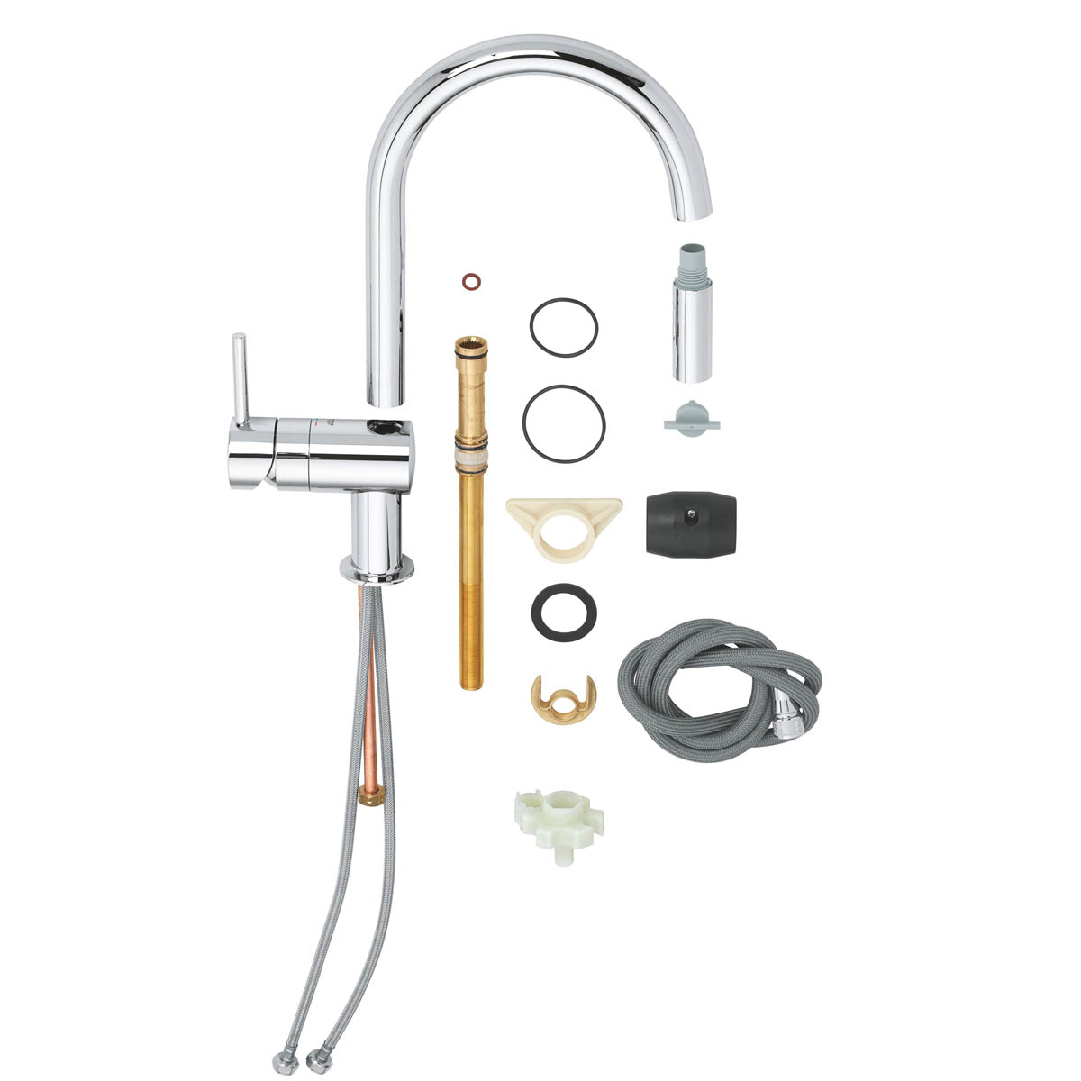 Grohe Kitchen Tap Mono Mixer Pull Out Chrome Single Lever Brass Modern Faucet - Image 4