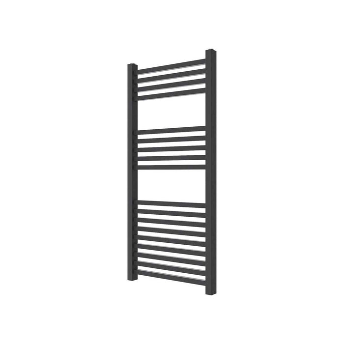 Bathroom Flat Towel Radiator Mild steel Anthracite Vertical (W)450mm x (H)974mm - Image 1