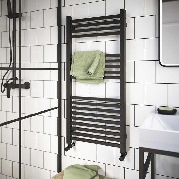 Bathroom Flat Towel Radiator Mild steel Anthracite Vertical (W)450mm x (H)974mm - Image 2