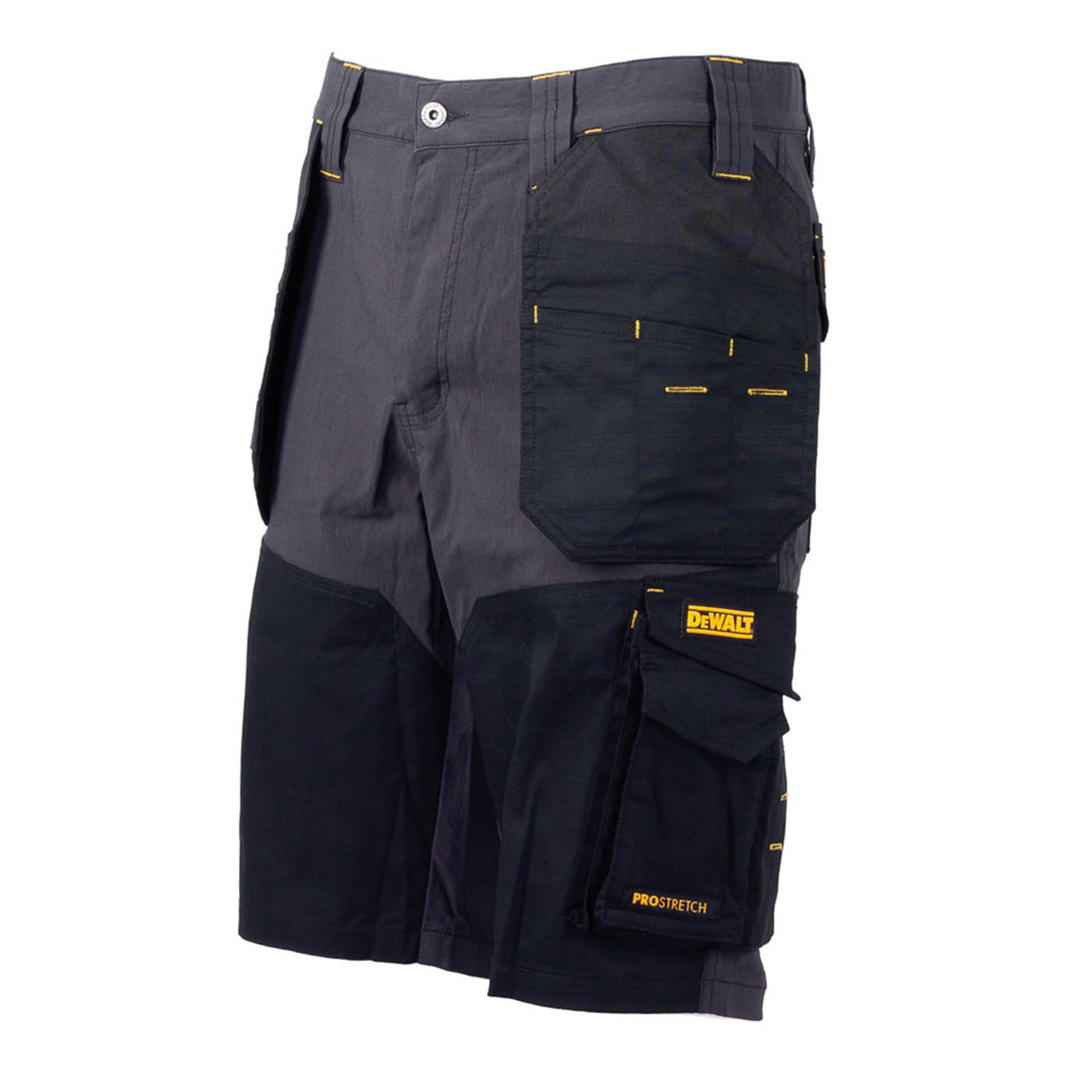 DeWalt Work Shorts Mens Slim Fit Grey Black Multi Pocket Cargo Lightweight W32" - Image 2