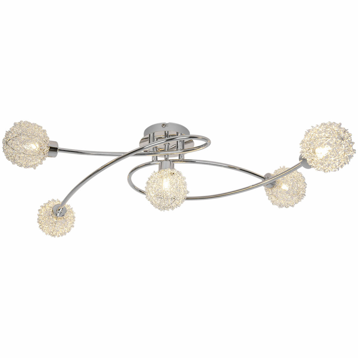GoodHome LED Ceiling light 5 Lamp Phaidros Plate Metal Chrome - Image 4