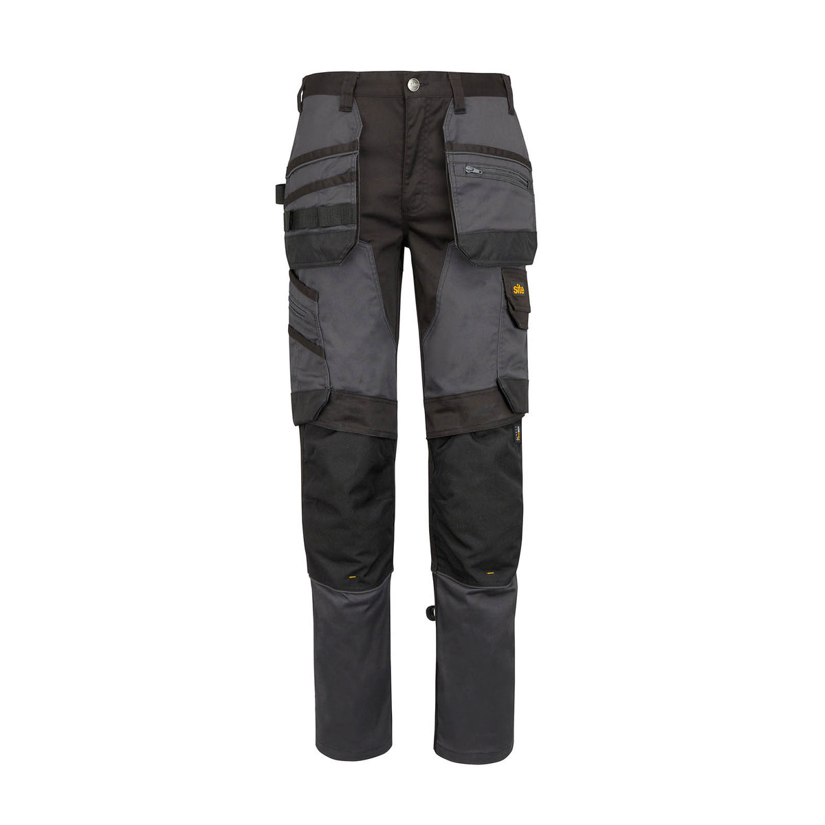 Site Work Trousers Men's Slim Fit Grey Black Multi Pockets Cargo W34 L32 - Image 1
