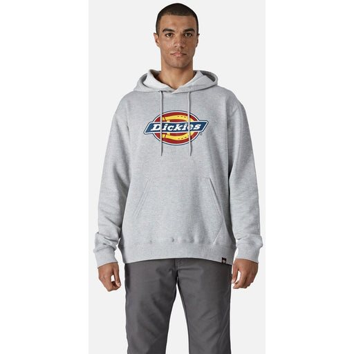 Dickies Logo Hoodie Fleece Hooded Jumper Mens Grey Relaxed Fit Pockets Comfort M - Image 1