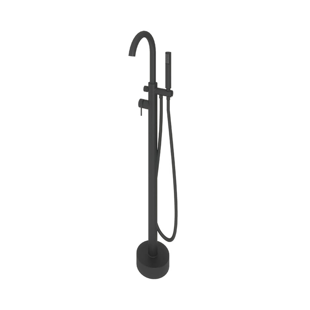 Bath Tap Shower Mixer Freestanding Matt Black Tall Elegant Lever Single Spray - Image 1