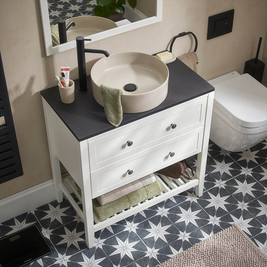 Aquadry Bathroom Sink Tap Tall Matt Black Brass Round Single Lever Contemporary - Image 9