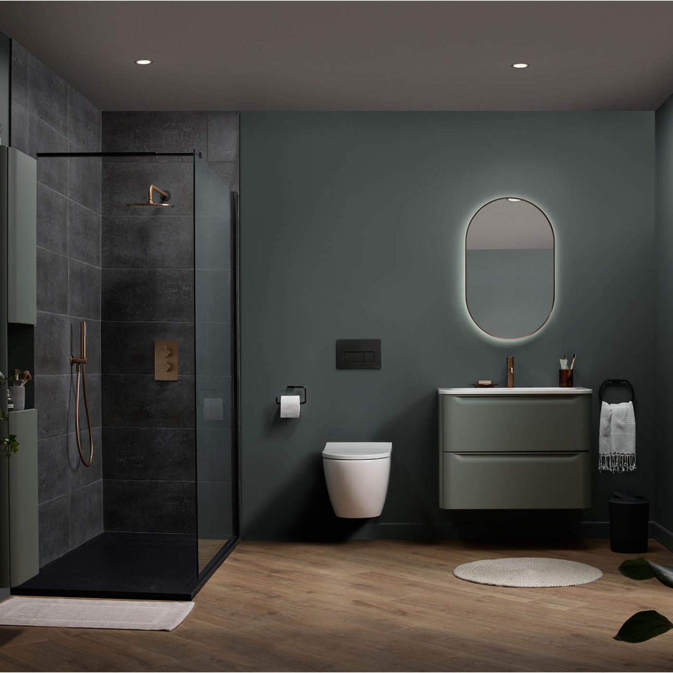 Aquadry Oria Brushed Bronze effect Wall outlet & holder - Image 4