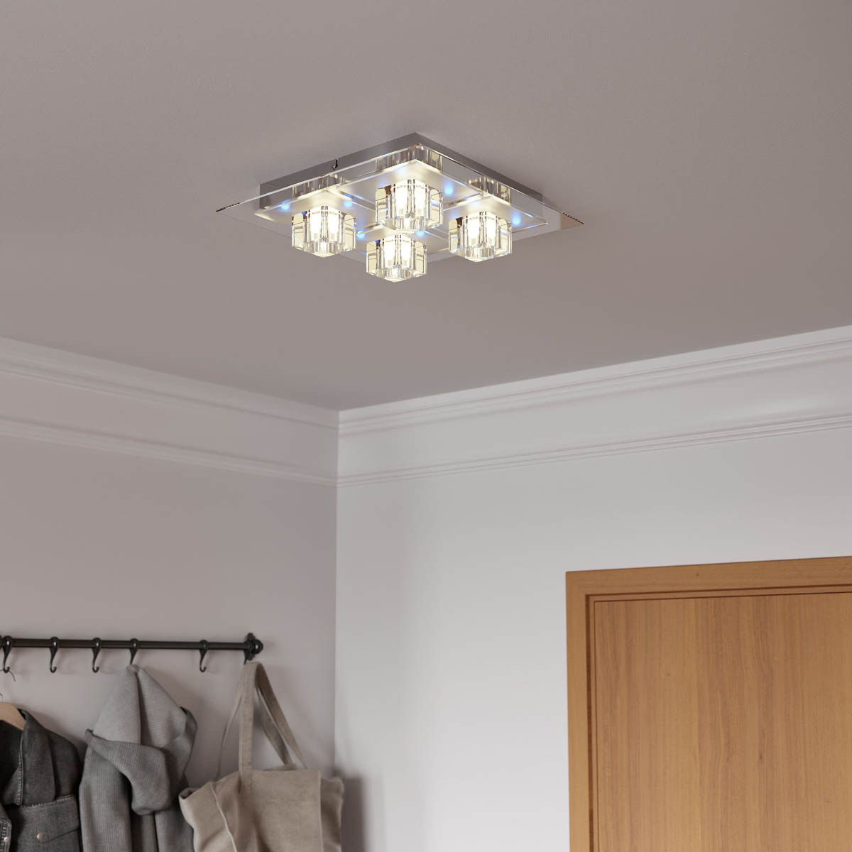 Ceiling Light Integrated LED Colour Changing Square Metal Glass Contemporary - Image 1