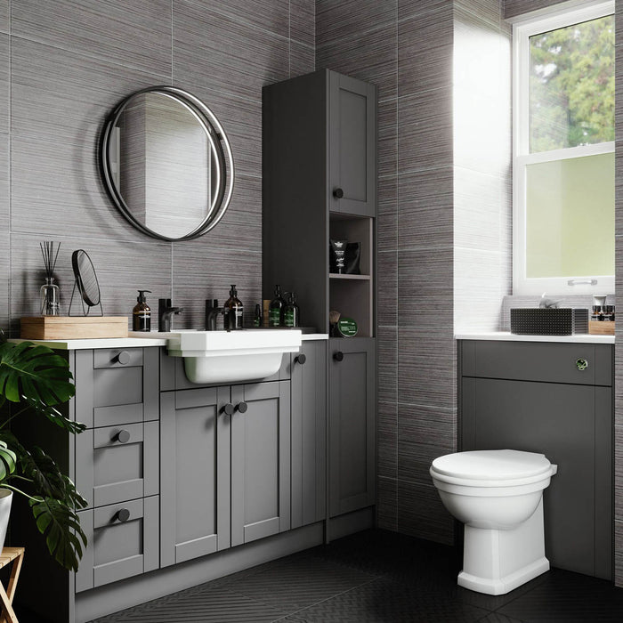 Bathroom End Panel Wood Matt Dusty Grey Straight Contemporary (H)900mm - Image 2