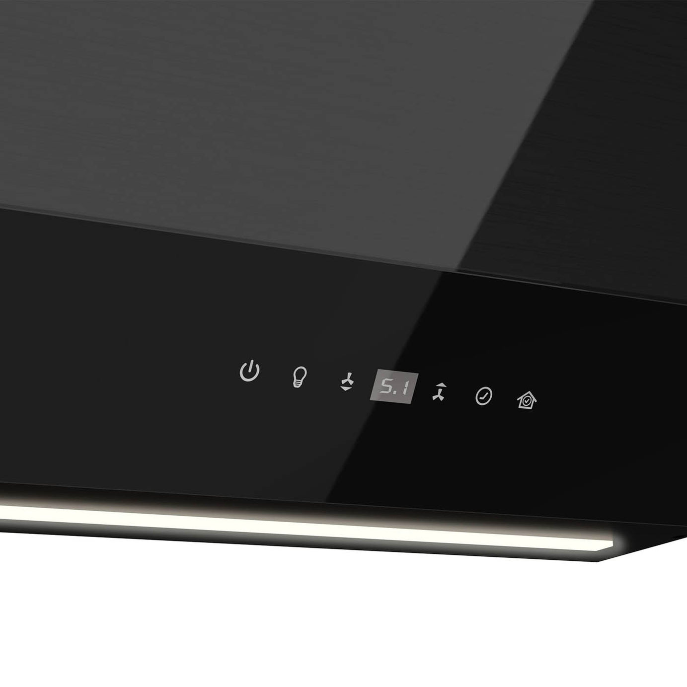Angled Cooker Hood Smart Black Steel Glass GHAG90ASBL Touch Control (W)89.8cm - Image 5