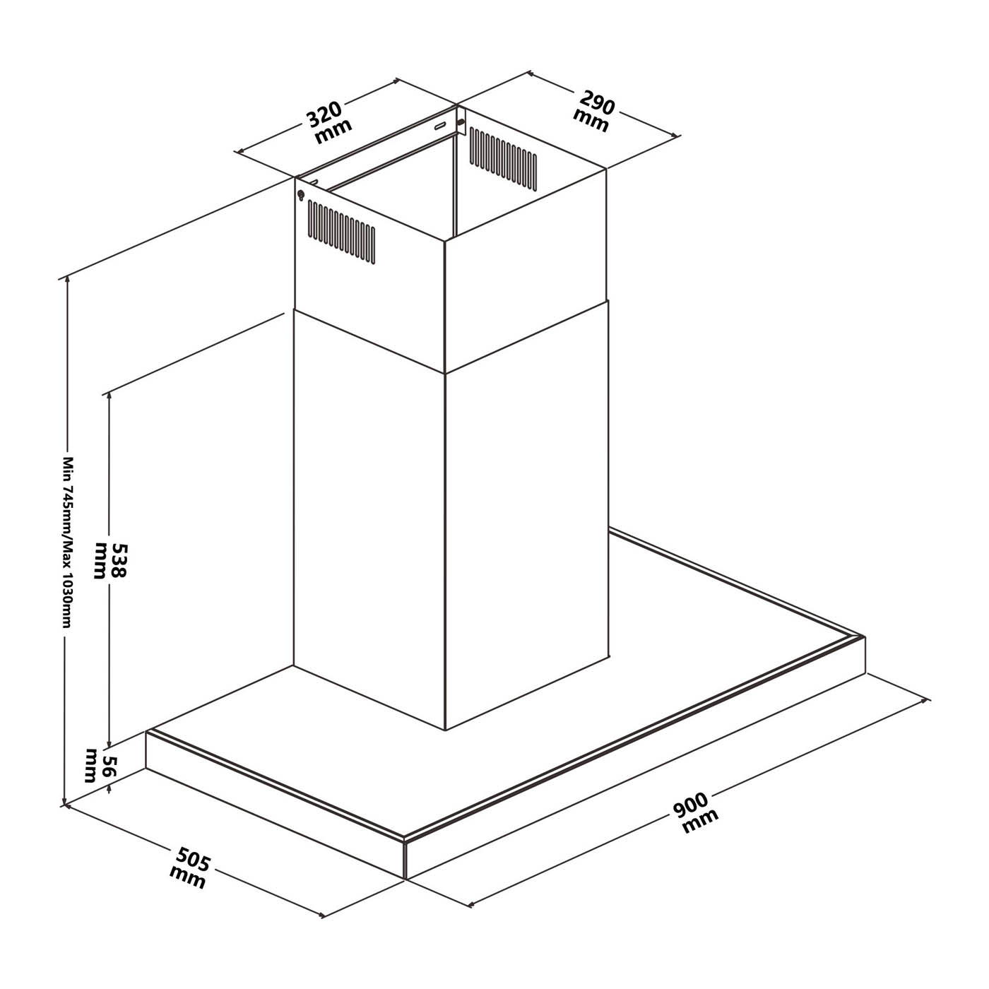 Cooker Hood Box Touch Control GHBH90ASBL Brushed Stainless Steel Effect (W)90cm - Image 3