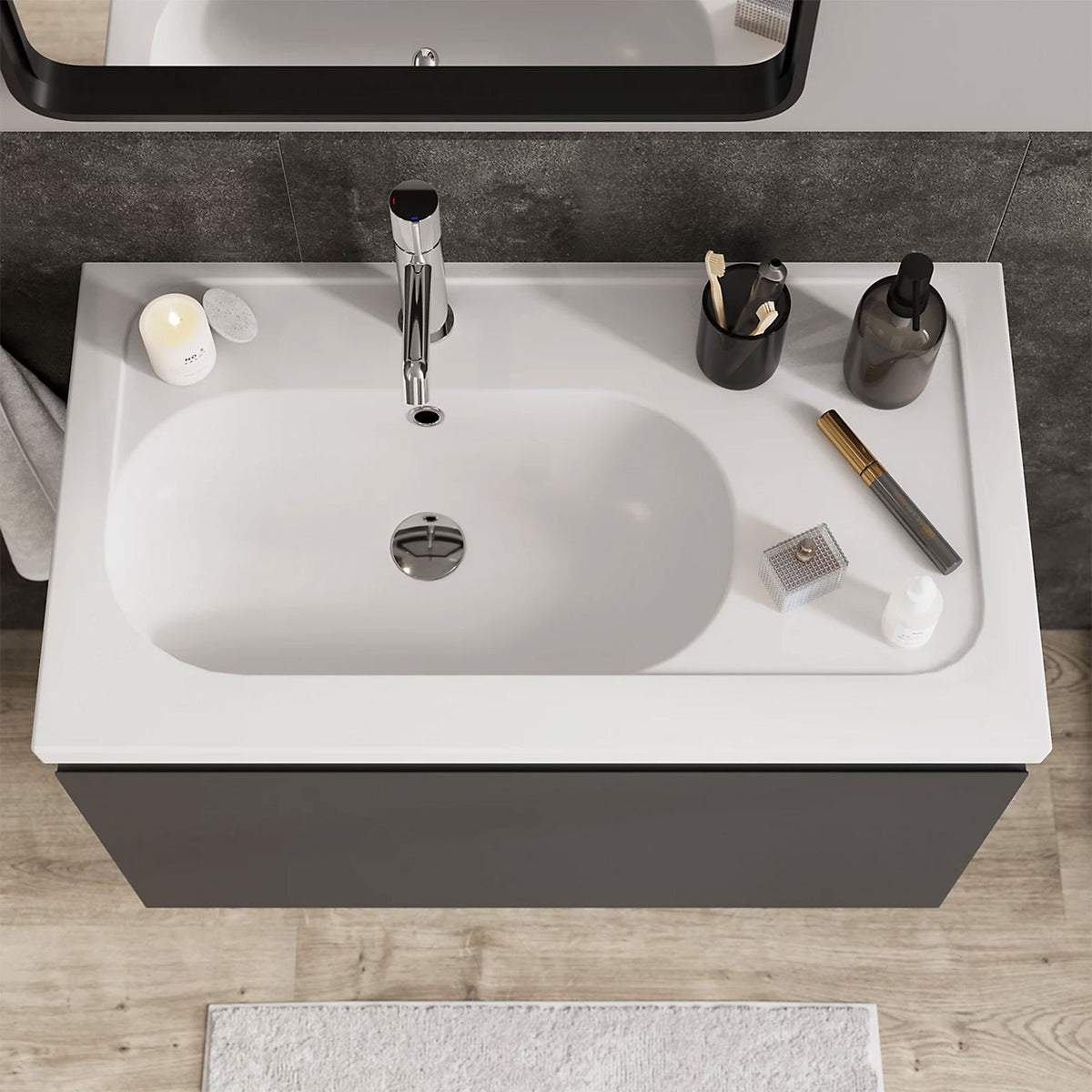 GoodHome Levanna Gloss White Rectangular Vanity Basin (W)80.6cm - Image 3