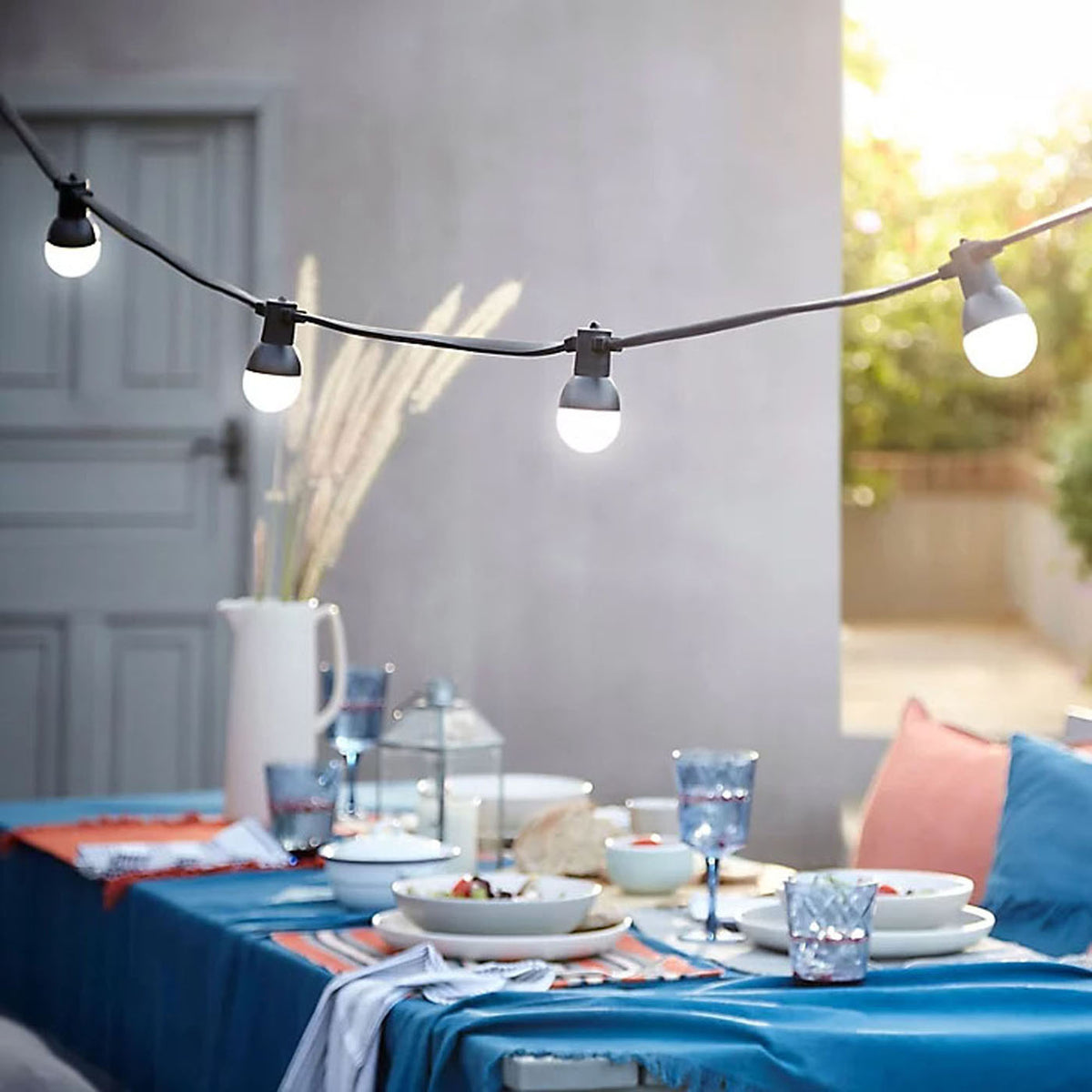 LED String Lights Warm White Outdoor Garden Patio 10m 10 Bulbs - Image 1