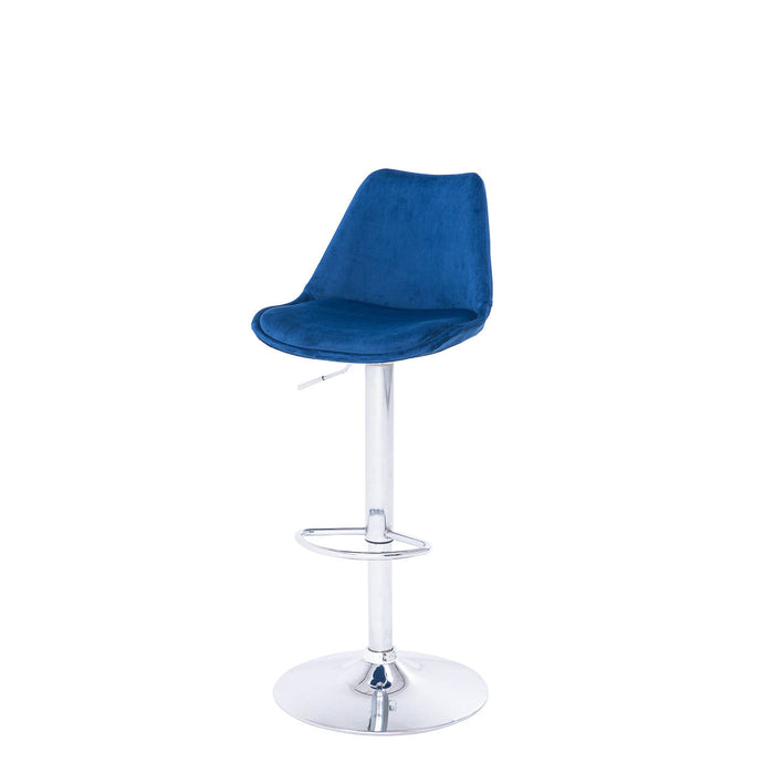 Bar Stool Blue Adjustable Swivel Padded Kitchen Breakfast Chair Pack Of 2 - Image 1