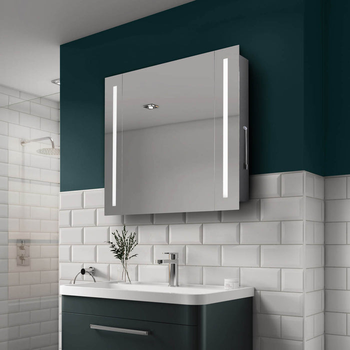 Bathroom Mirrored Cabinet Soft Close Wall Mounted Illuminated (W)650mm (H)600mm - Image 4