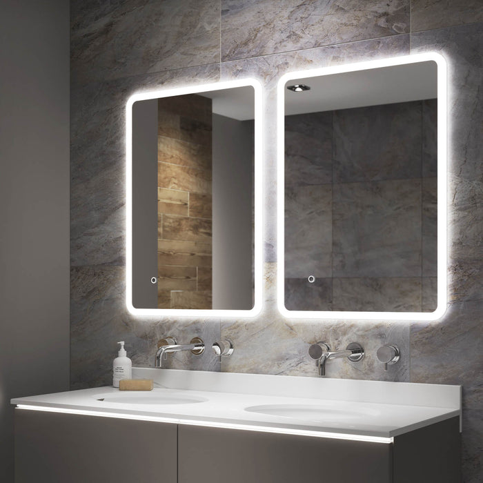 Bathroom Mirror Rectangular Frameless Illuminated Colour Changing H700xW500mm - Image 3