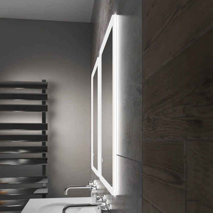 Bathroom Mirror Rectangular Frameless Illuminated Colour Changing H700xW500mm - Image 4