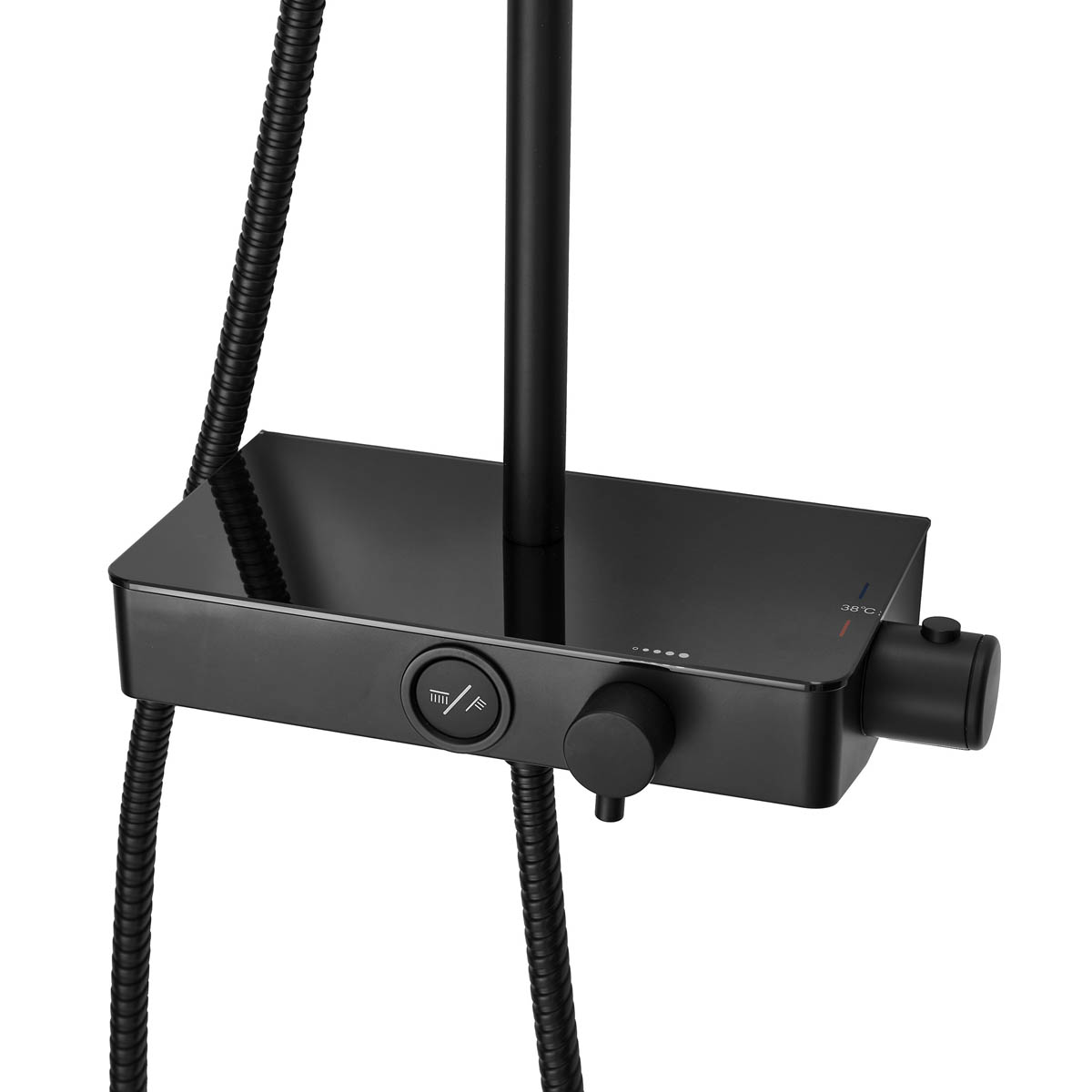 Triton Thermostatic Mixer Shower Dual Head Matt Black Brushed Steel Square - Image 8