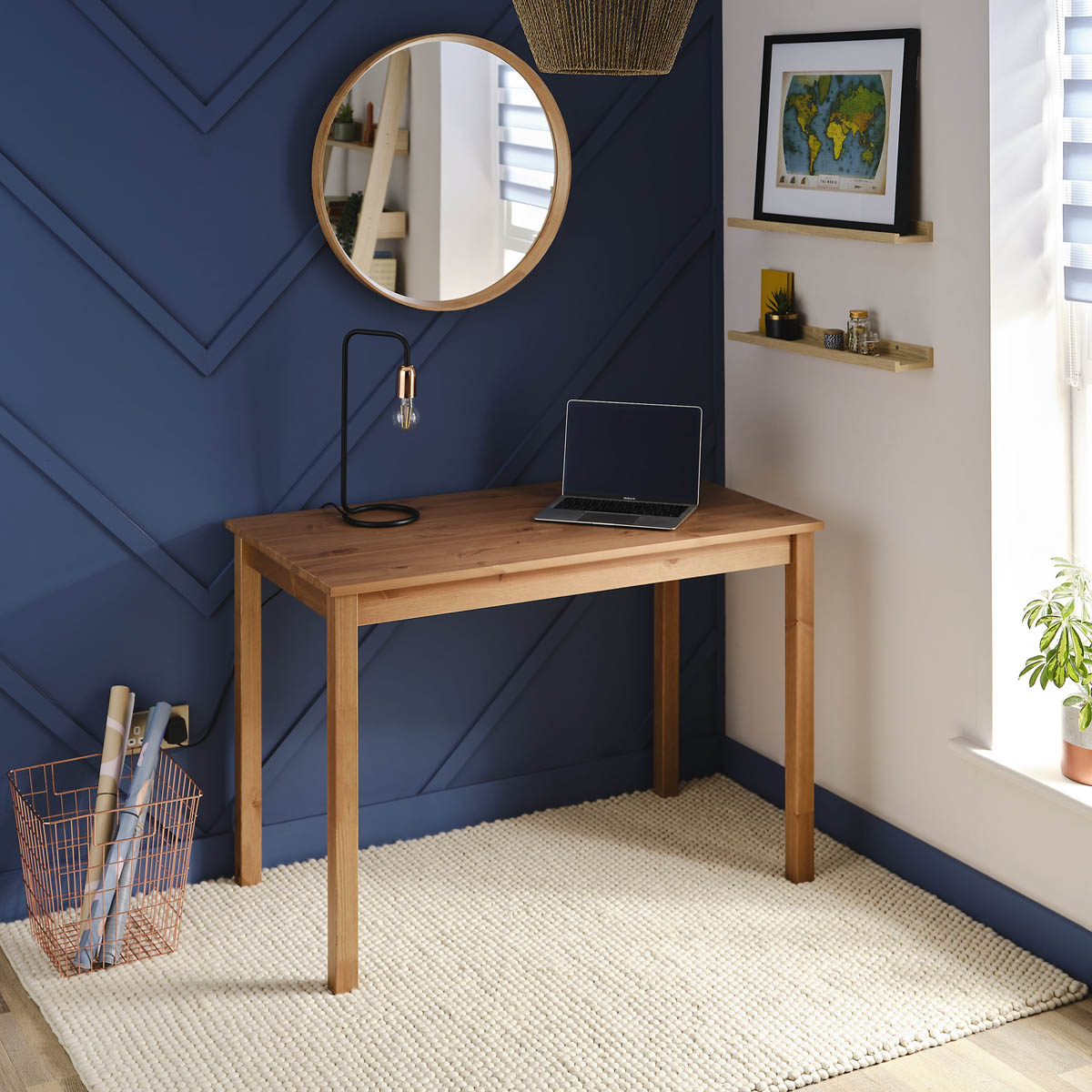 Home Office Desk Solid Wood Brown Rectangular Contemporary (H)750 (W)1100mm - Image 3