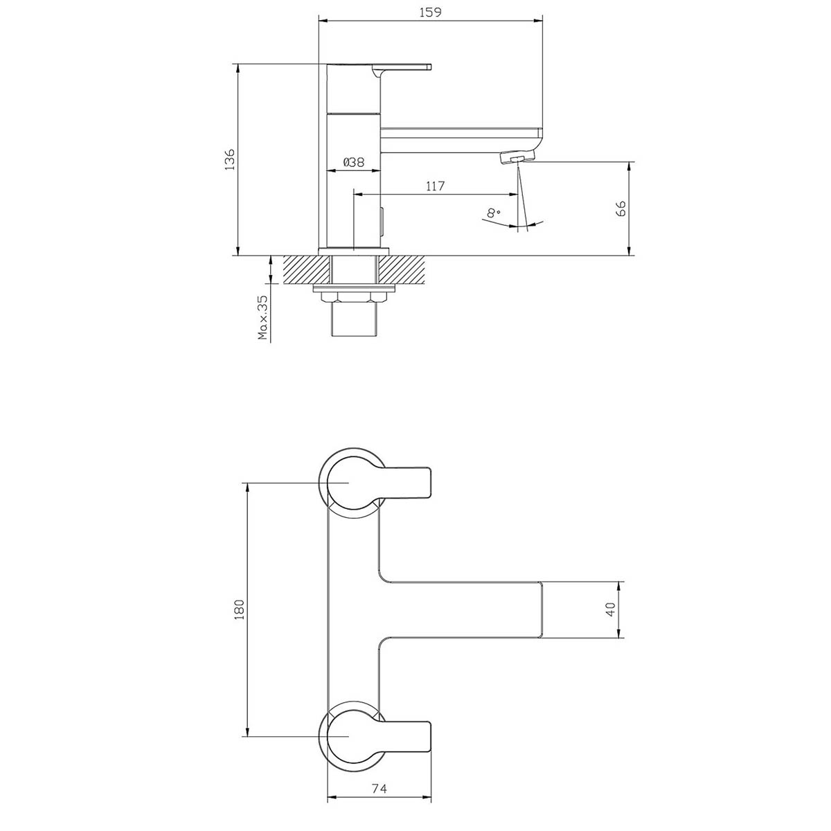 Bath Filler Tap Mixer Matt Black Brass Deck Mounted Bathroom Contemporary - Image 3