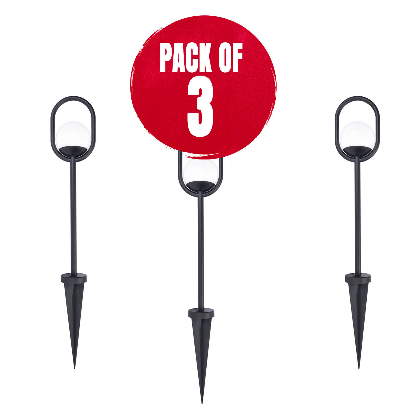 LED Stake Light Matt Black Outdoor Plastic Neutral White 100lm 4.8W Pack Of 3 - Image 1