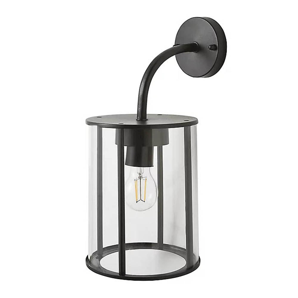 LED Wall Light Outdoor Matt Black Weatherproof Metal GLS Bulb 42W IP44 (Dia)21cm - Image 1