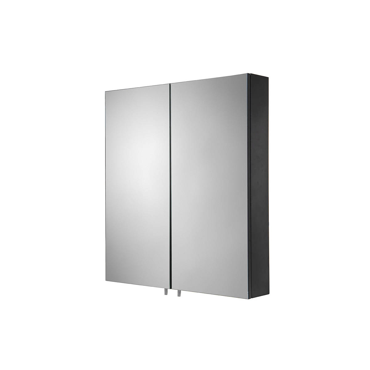 Bathroom Cabinet Double Mirrored Door Matt Black Wall Mounted (H)670 x (W)600 mm - Image 2