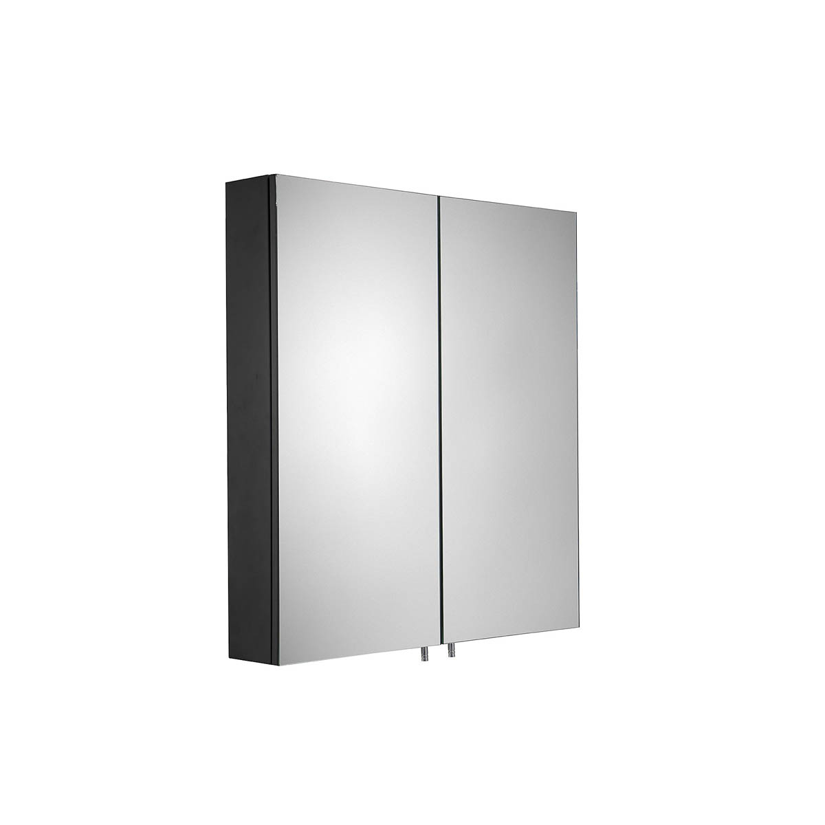 Bathroom Cabinet Double Mirrored Door Matt Black Wall Mounted (H)670 x (W)600 mm - Image 7