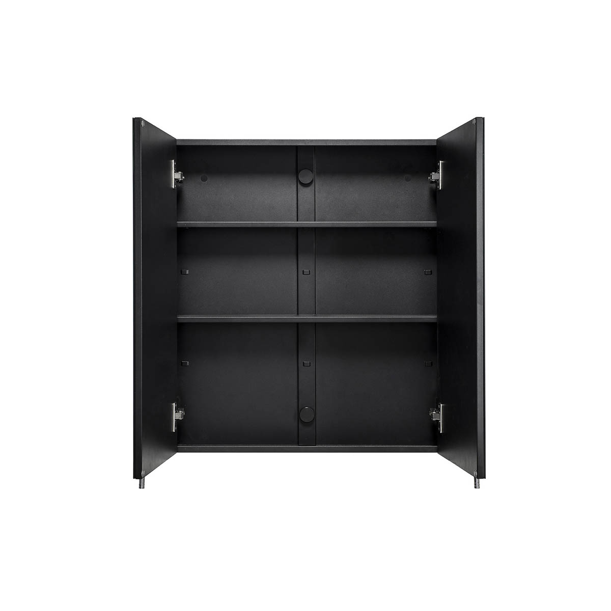 Bathroom Cabinet Double Mirrored Door Matt Black Wall Mounted (H)670 x (W)600 mm - Image 8