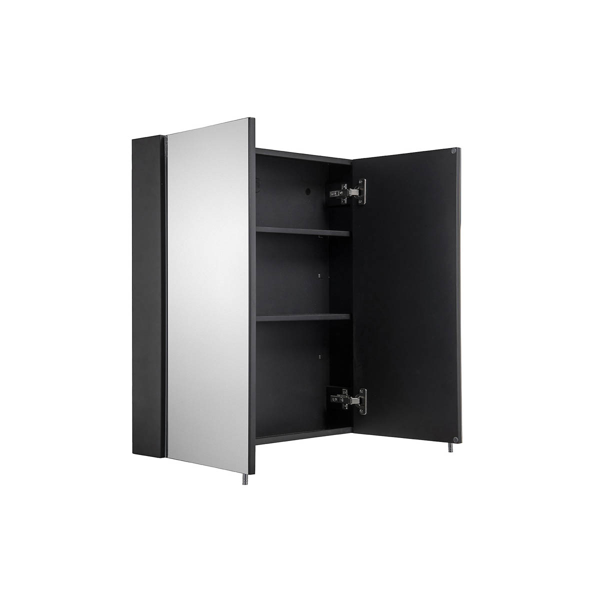 Bathroom Cabinet Double Mirrored Door Matt Black Wall Mounted (H)670 x (W)600 mm - Image 9