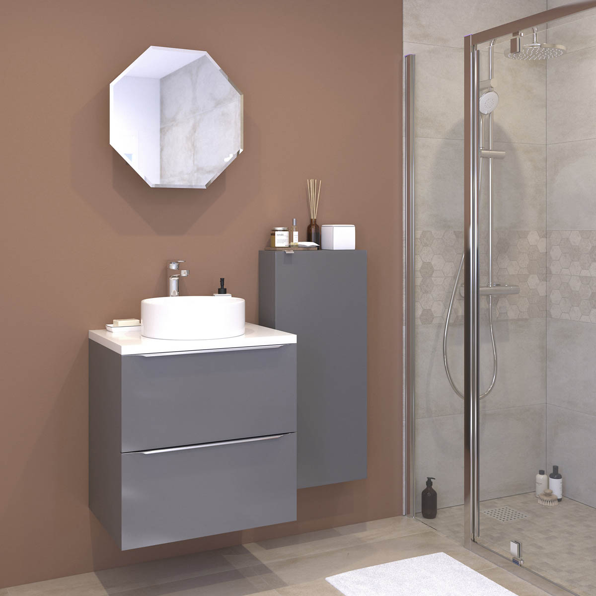 Croydex Bathroom Cabinet Wall Mounted Mirrored Single Door (H)500(W)500(D)11cm - Image 1