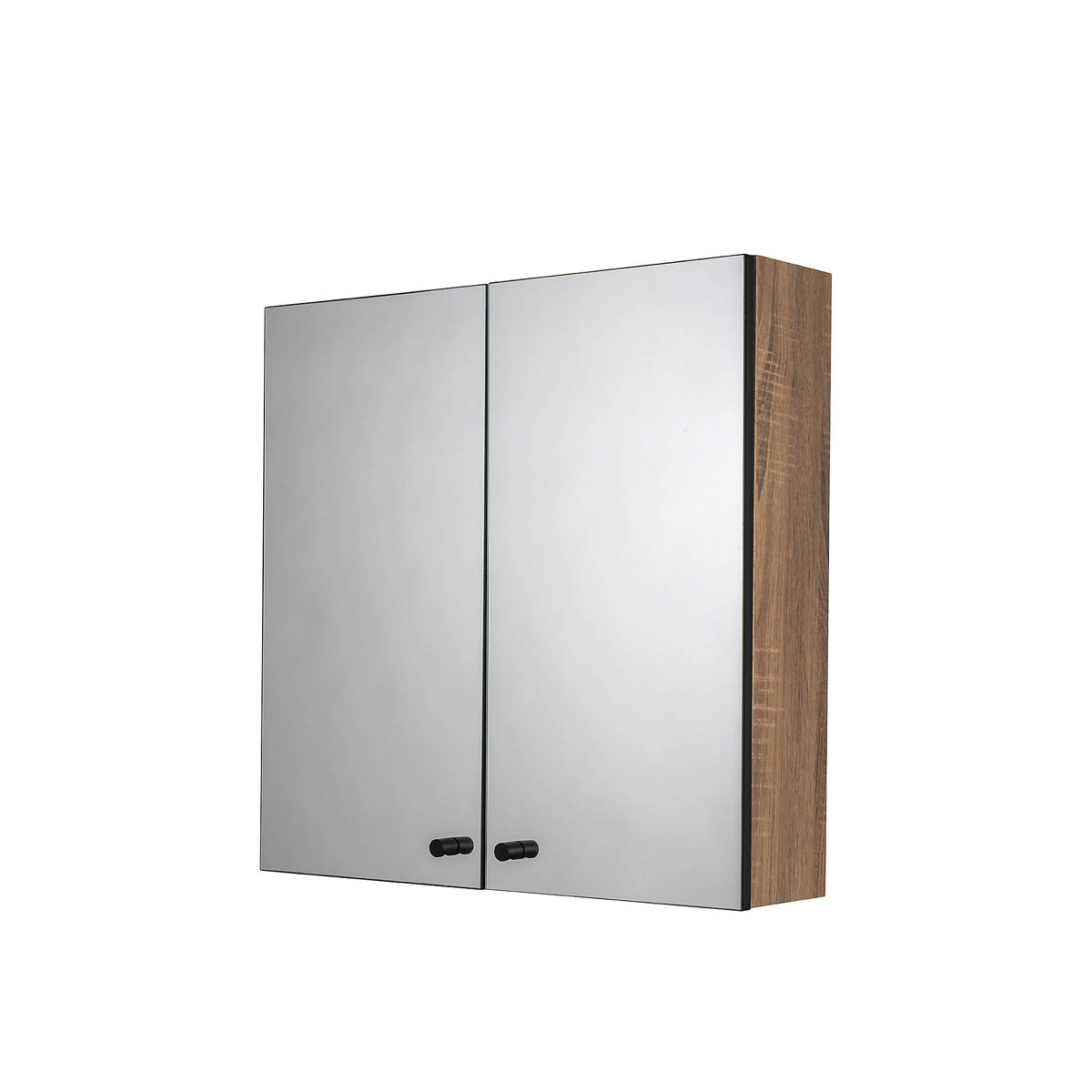 Croydex Bathroom Cabinets Wall Mounted Mirrored Double Door Matt Brown 60x60x18 - Image 1