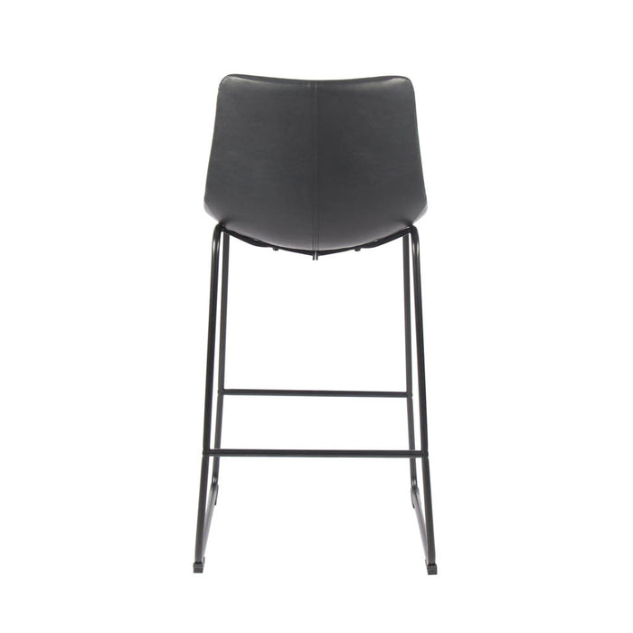 GoodHome Bar Stool Black Padded Footrest Kitchen Breakfast Chair Steel Base - Image 3