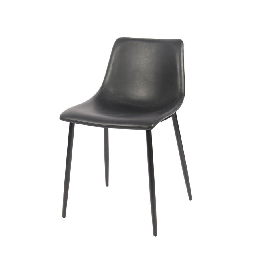 Dining Chair Black Pack Of 2 Leather Effect Modern Living Room (H)765mm (W)470mm - Image 1