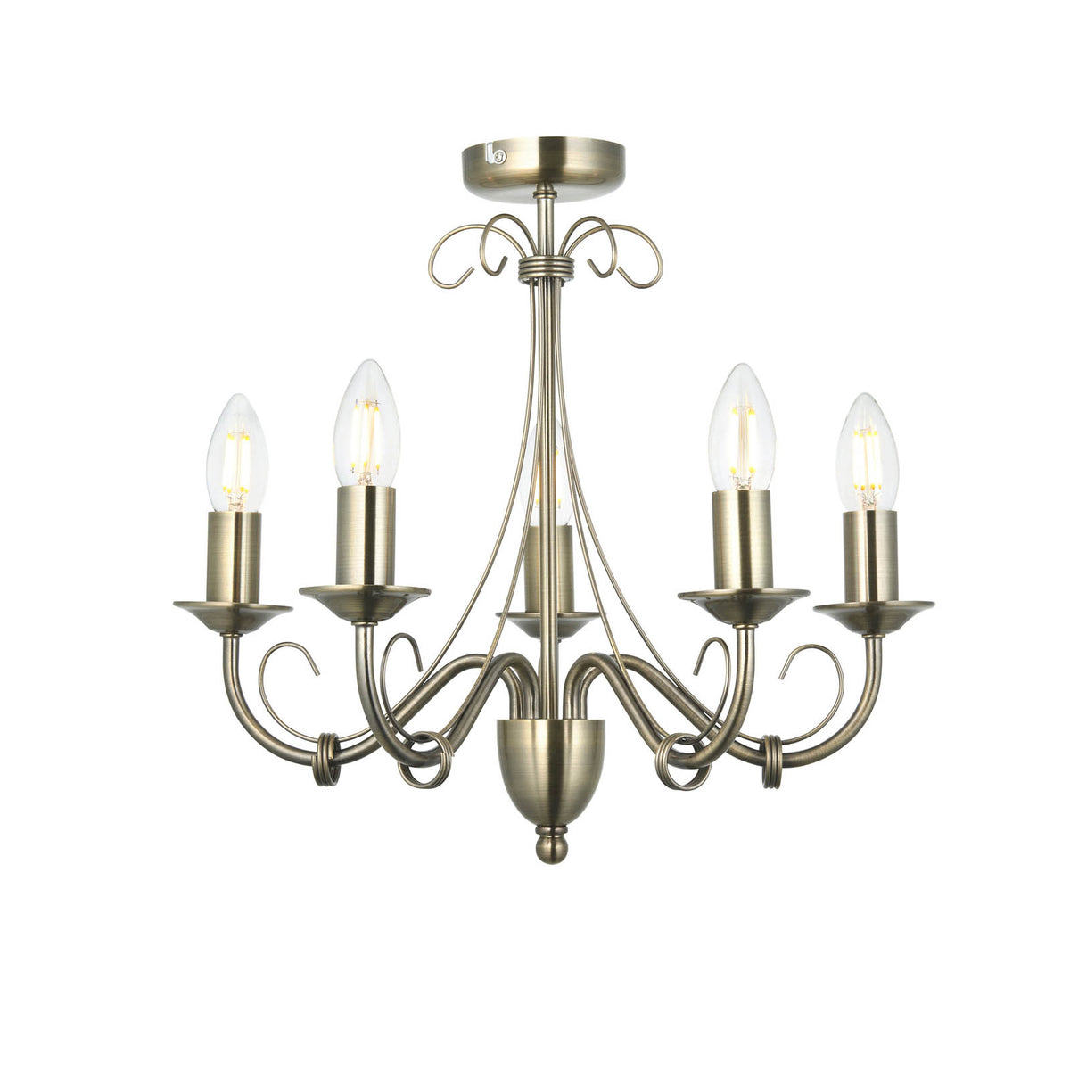 Ceiling Light 5 Lamp Chandelier Antique Brass Effect E14 Living Room 42W - Image 4