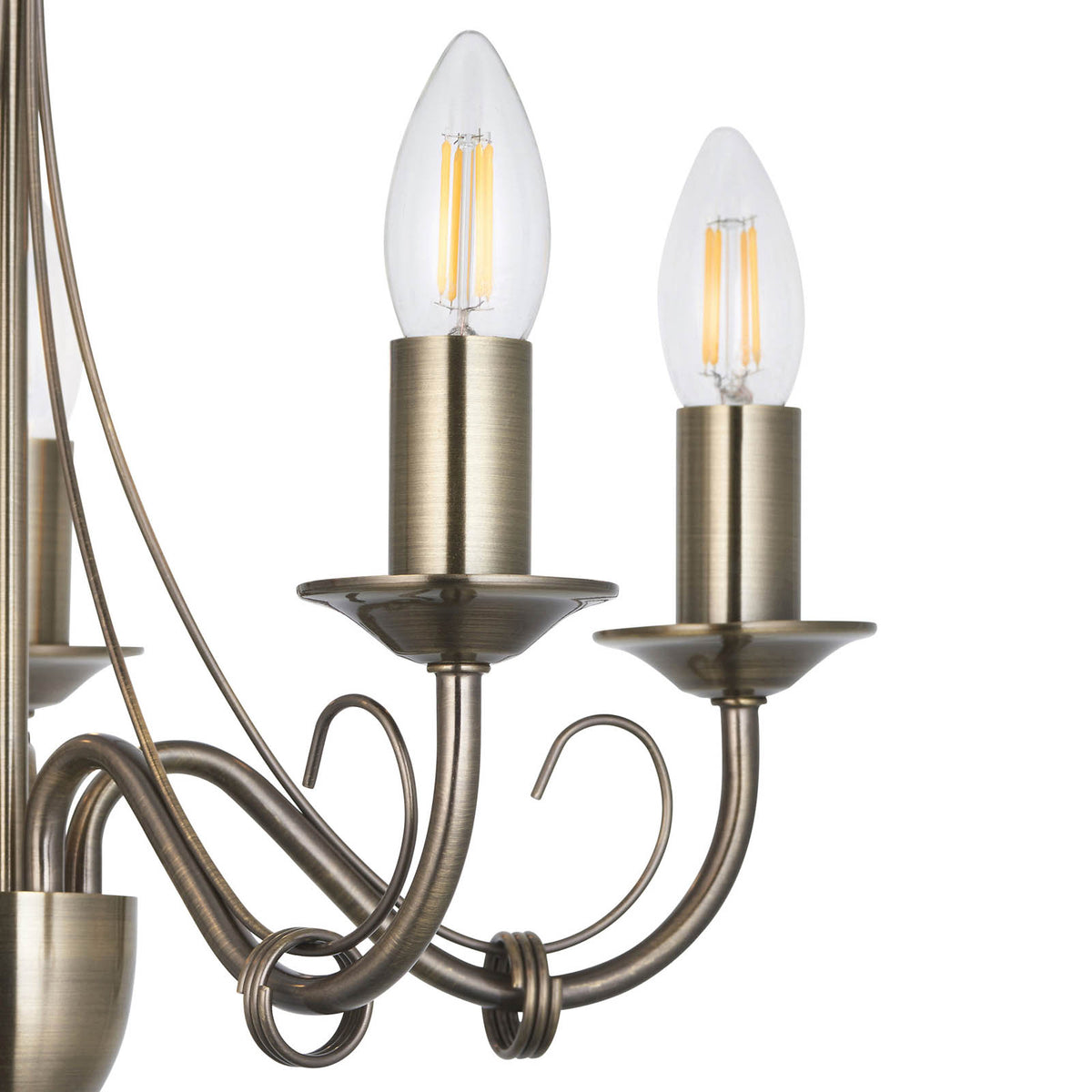 Ceiling Light 5 Lamp Chandelier Antique Brass Effect E14 Living Room 42W - Image 5