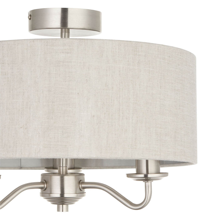 Ceiling Light 3 Way Halogen Lamp Traditional Satin Nickel Effect (Dia)360mm - Image 4