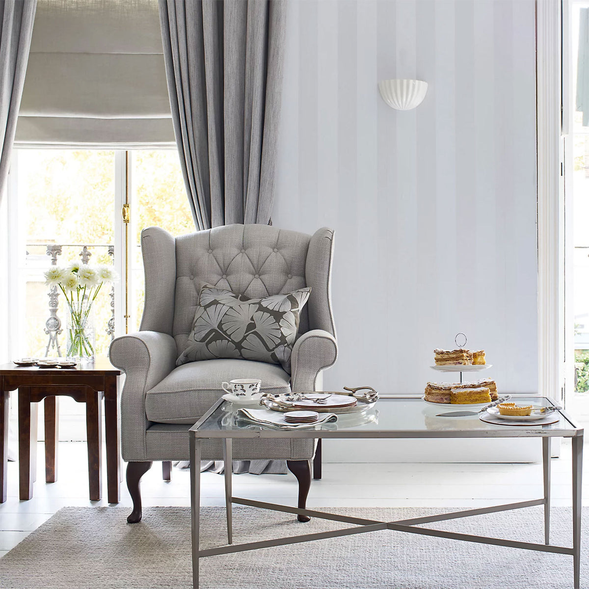 Laura Ashley Lille Silver effect Stripe Smooth Wallpaper - Image 4
