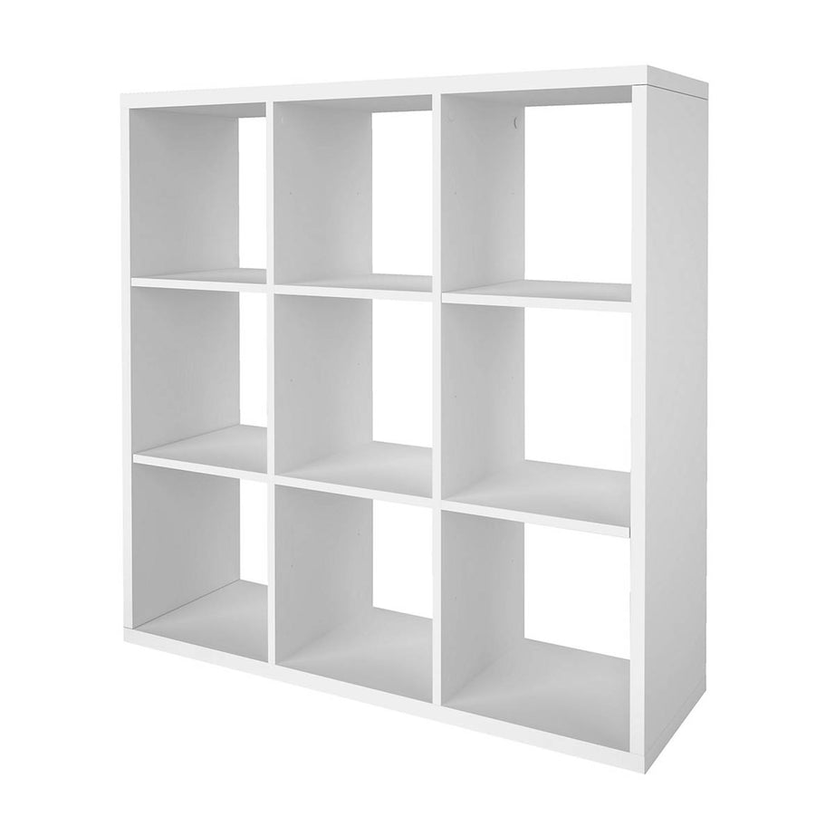 Cube Storage Unit 9 Shelf White Shelving Freestanding (H)1080 (W)1081mm - Image 1