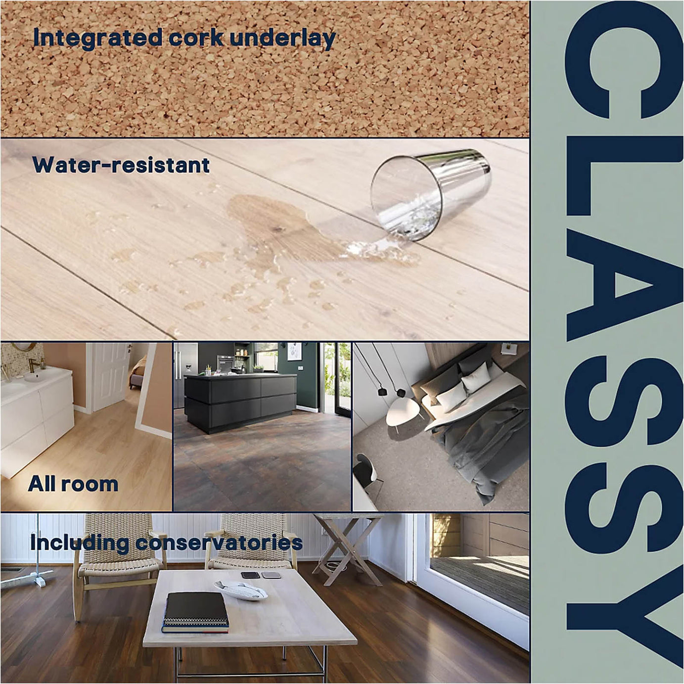 GoodHome Classy Grey Concrete effect Composite Click flooring, 1.95m² - Image 2