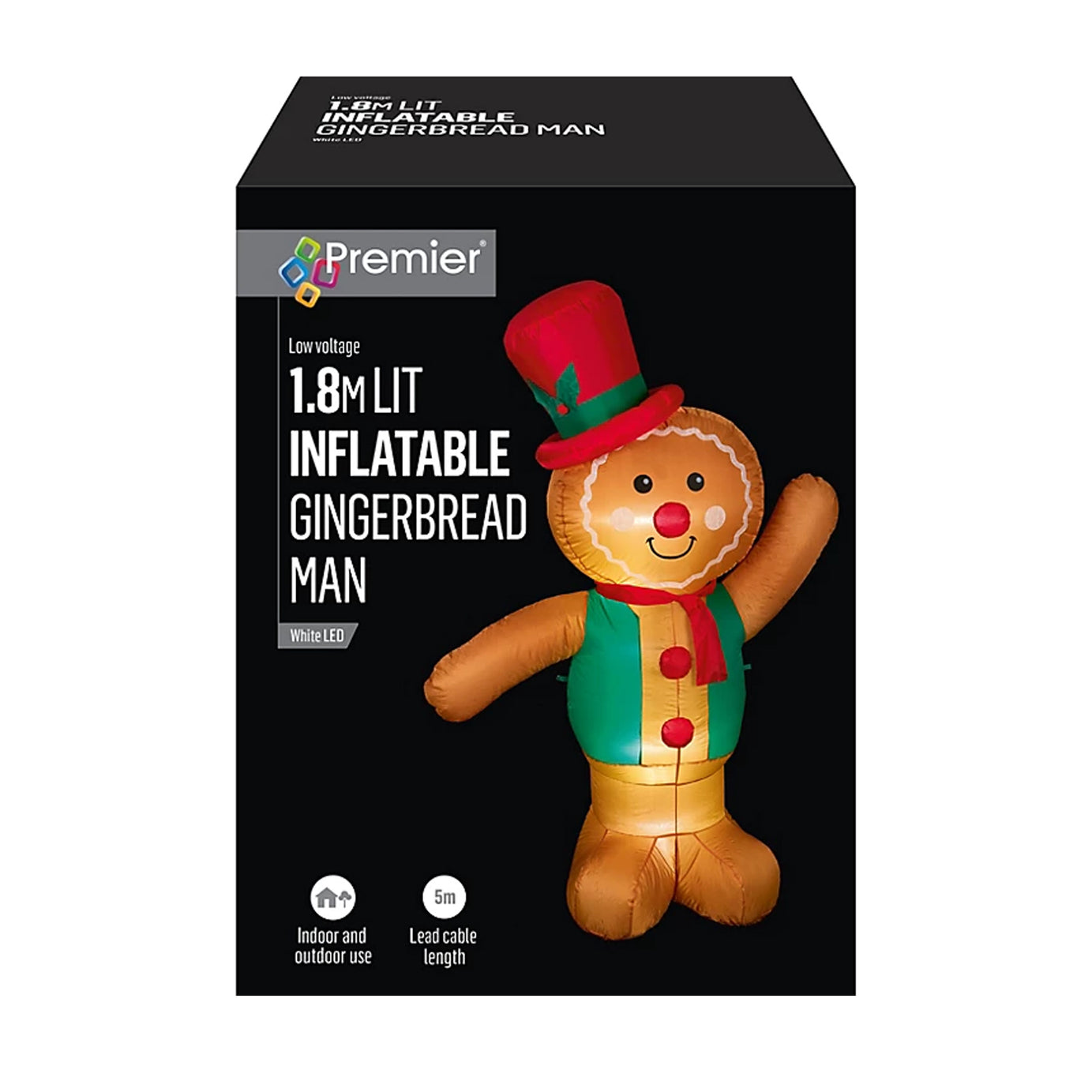 Christmas Inflatable Gingerbread Man LED Lights Blown Up Festive Outdoor Decor - Image 1