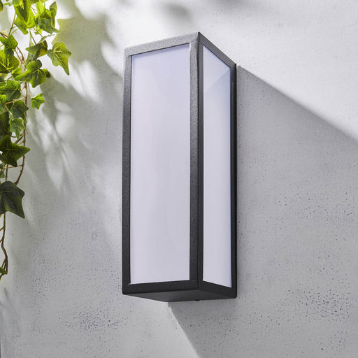 LED Outdoor Wall Light Matt Black Rectangle Weatherproof 600lm (Dia)12cm - Image 1