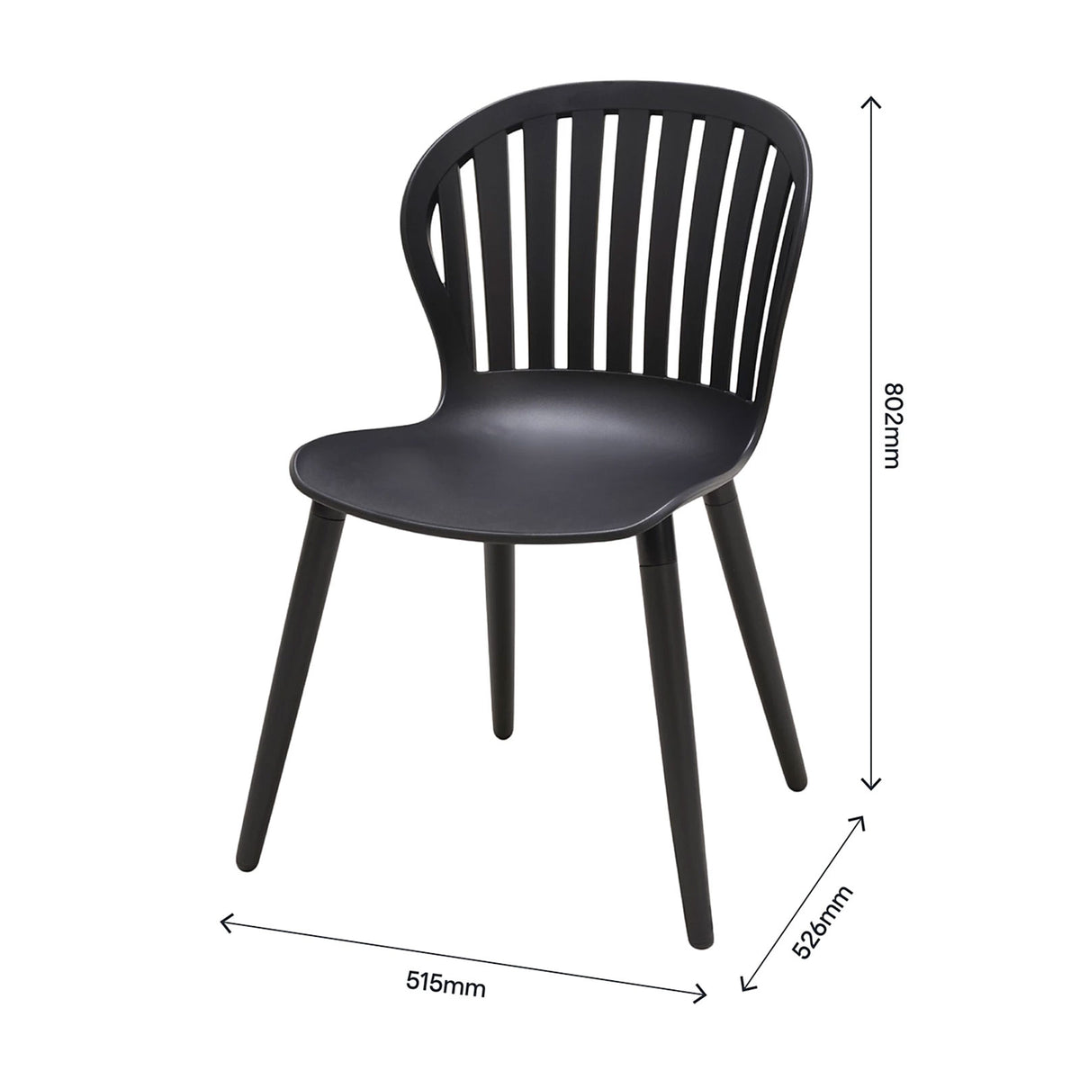 GoodHome Kiwee Bucket Chair Black Plastic Dining Kitchen Indoor Chair - Image 6